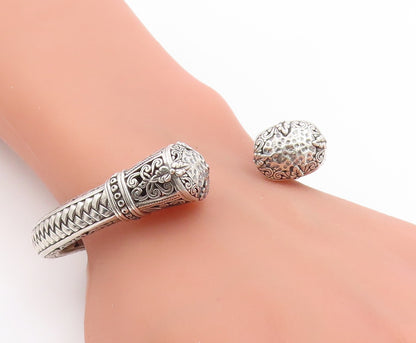 925 Sterling Silver Vintage Bracelet Intricate Floral Scrollwork Cuff  BT11805