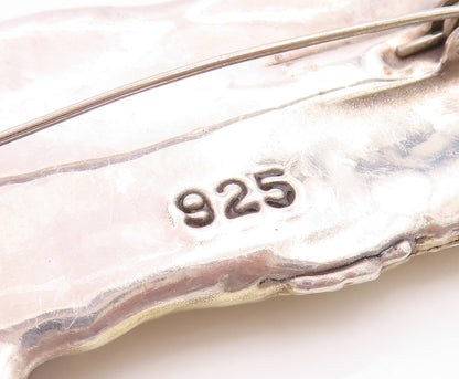 925 Sterling Silver Vintage Brooch Pin Two Tone Leopard On Tree Branch  BP12270
