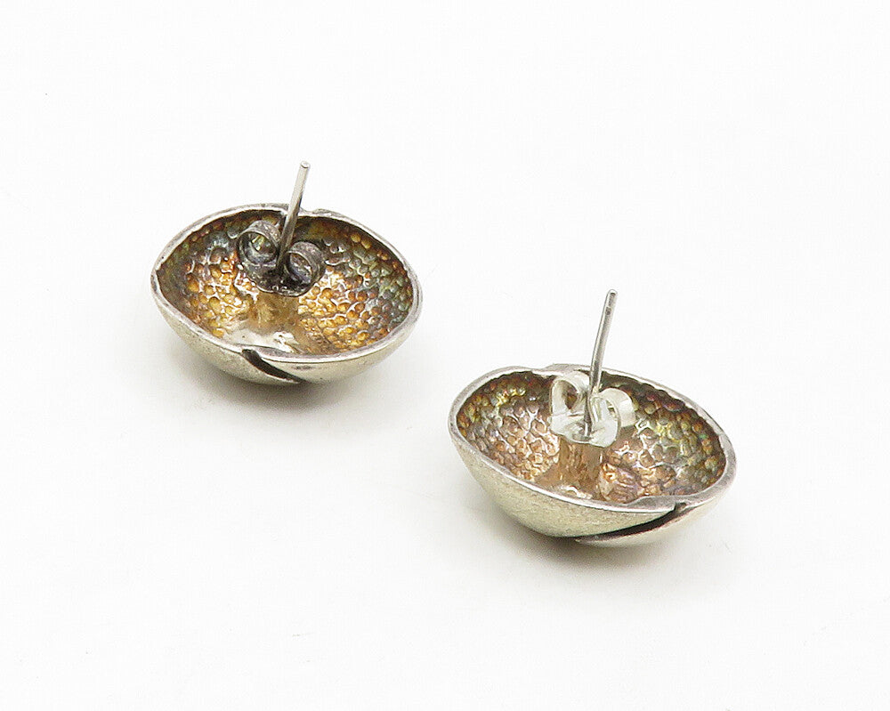 925 Sterling Silver  Vintage Textured Swirl Shiny Dome Drop Earrings  EG6974