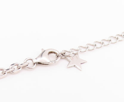 925 Sterling Silver Vintage Necklace Multi Gemstone Solar System Chain  NE4631
