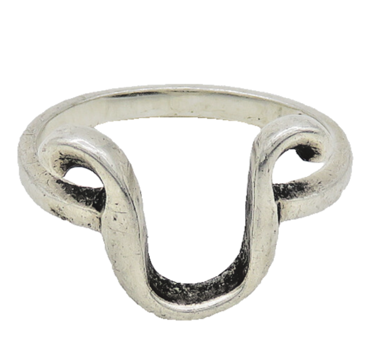 925 Sterling Silver  Vintage Shiny UShape Smooth Band Ring Sz 7  RG19659
