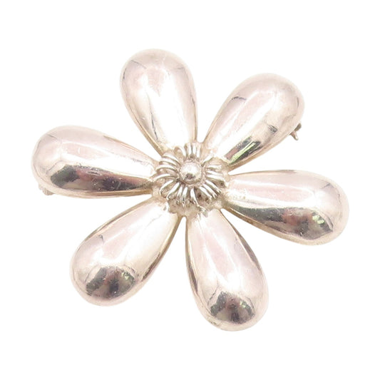 925 Sterling Silver Vintage Brooch Pin Minimalist Daisy Floral Petal  BP12392