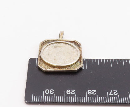 925 Sterling Silver Vintage Pendant Astrological Zodiac Geometric Coin   PT25883