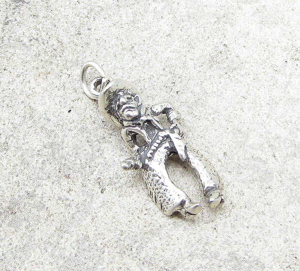 925 Sterling Silver Vintage Cowboy 3D Charm Pendant  PT1081