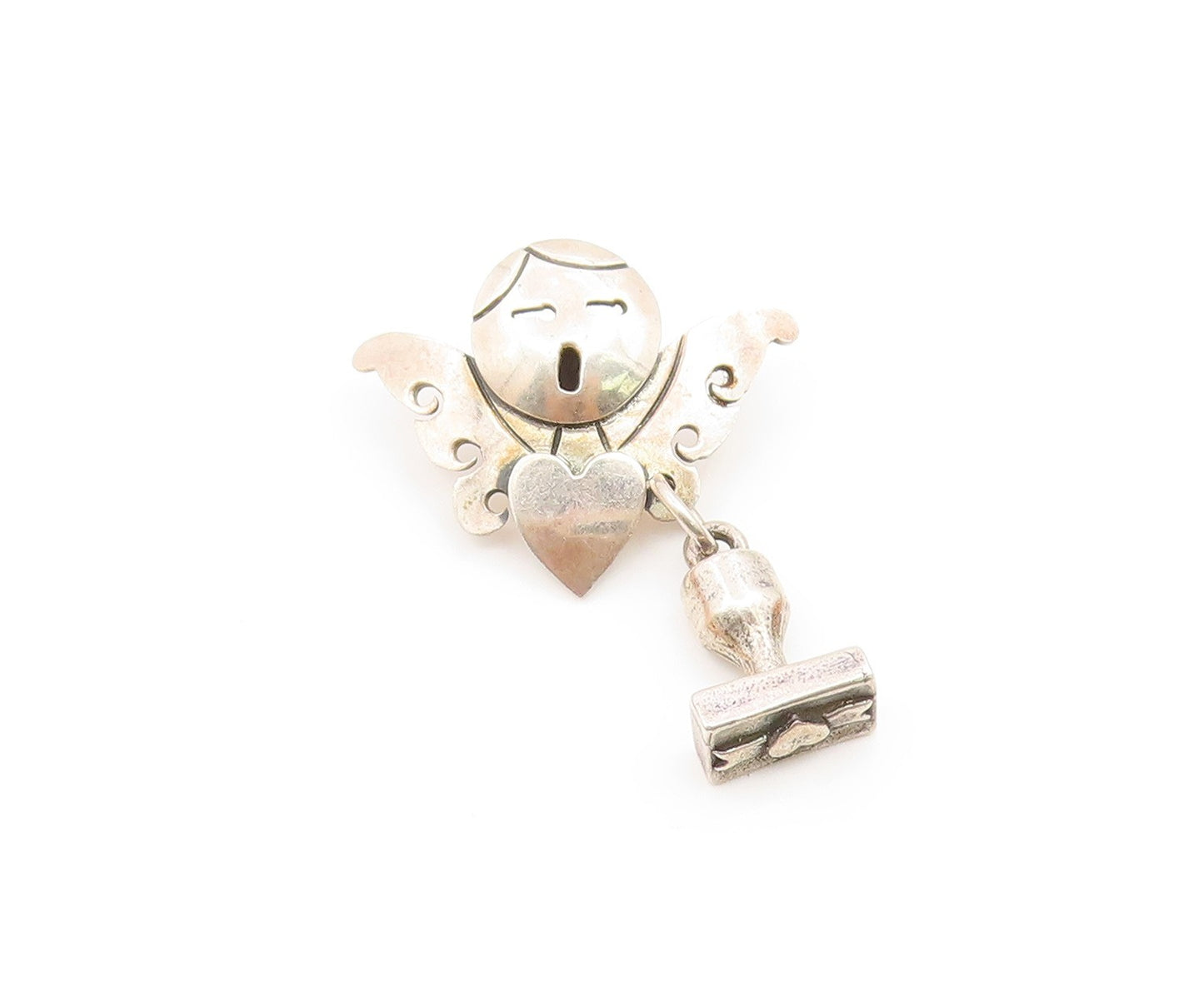 FAR FETCHED 925 Silver Vintage Angel With Love Heart & Trophy Pin  TR3411