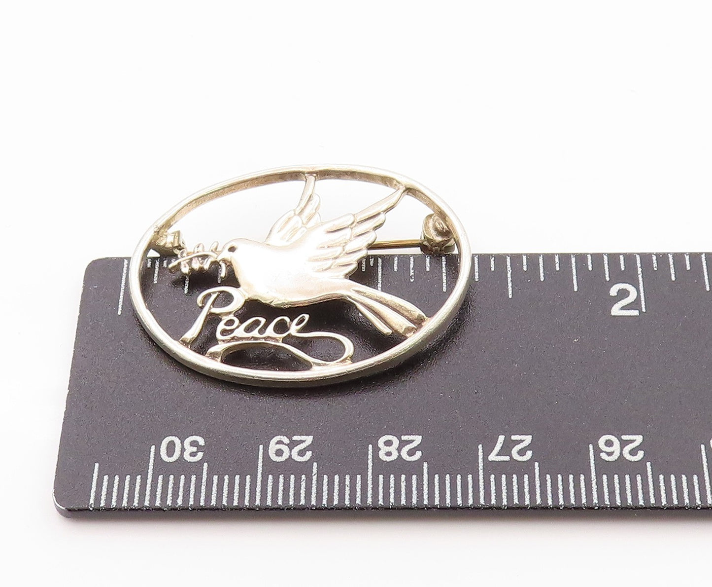925 Sterling Silver Vintage Brooch Cutout Dove Of Peace  BP11648
