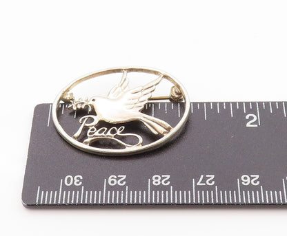 925 Sterling Silver Vintage Brooch Cutout Dove Of Peace  BP11648