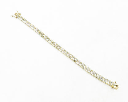ROSS SIMON 925 Silver  Genuine Diamonds Shiny 2 Tone Chain Bracelet  BT5007