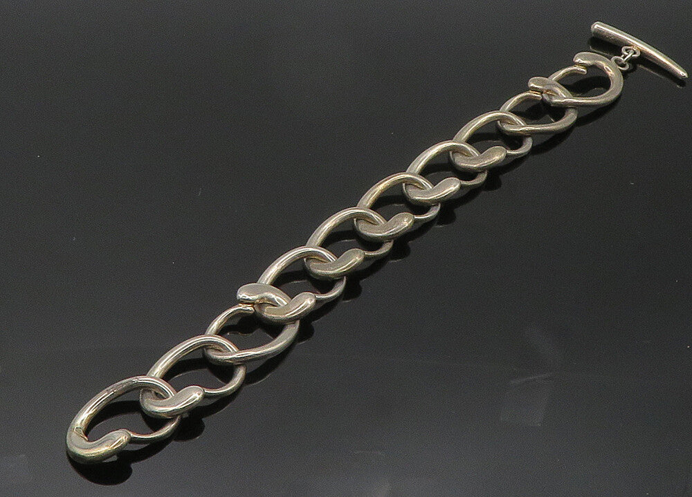 LONDON LINKS 925 Silver  Vintage Shiny Round Link Chain Bracelet  BT8369