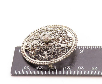 925 Sterling Silver Vintage Brooch Pin DANECRAFT Floral Swirly Carved  BP11412