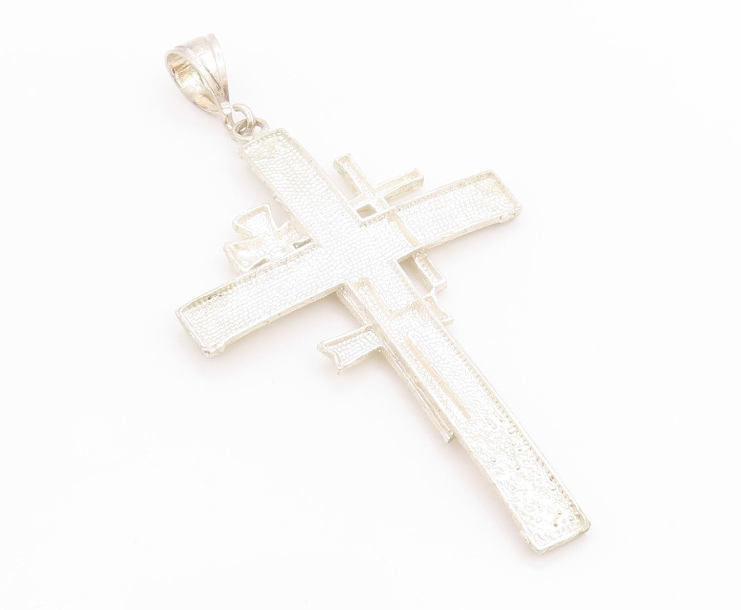 925 Sterling Silver Vintage Pendant Solid Large Carved Religious Cross  PT24390
