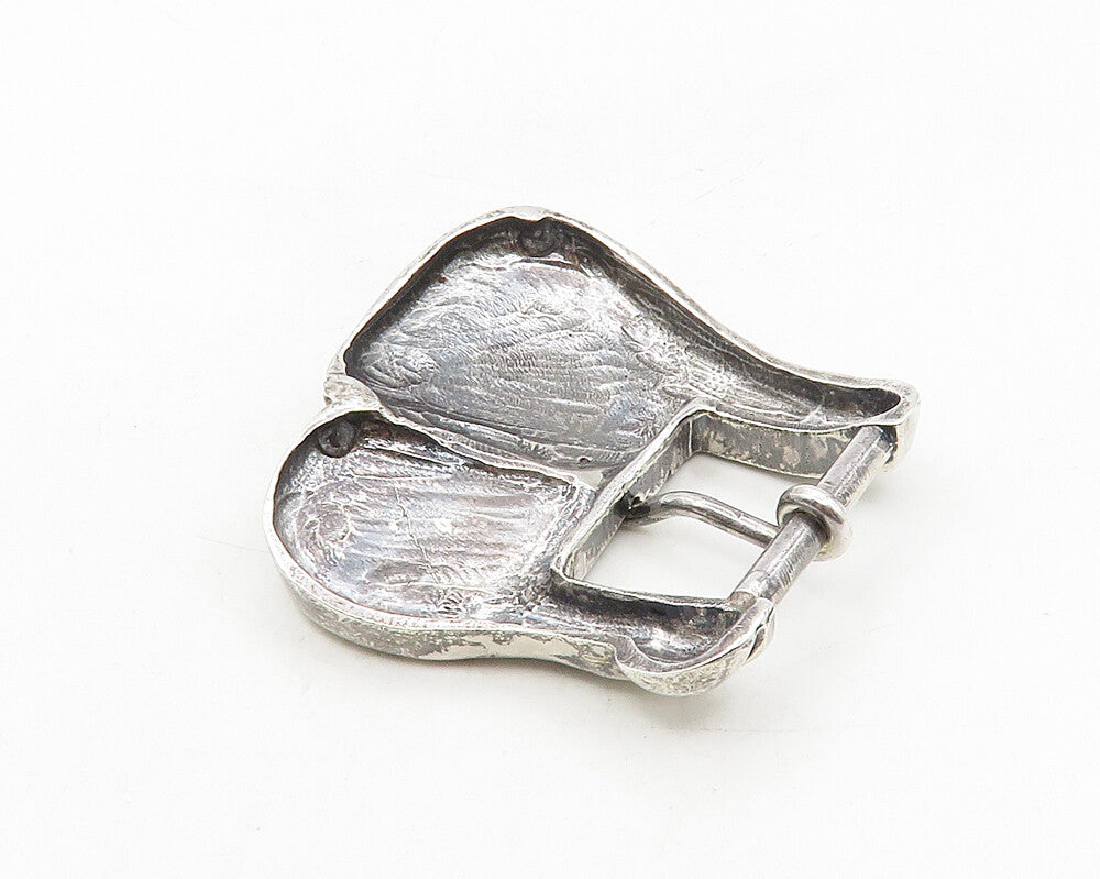 925 Sterling Silver  Vintage Shiny Chiseled Design Belt Buckle  TR1655