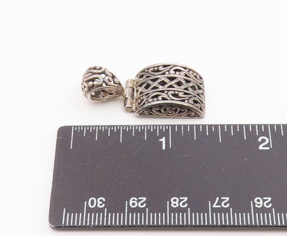 925 Sterling Silver  Vintage Shiny Patterned Dome Drop Pendant  PT18873