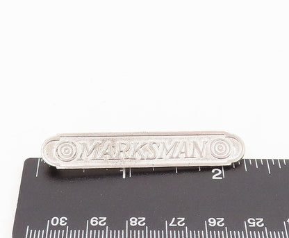 925 Sterling Silver  Vintage MARKSMAN Carved Raised Edge Brooch Pin  BP10434