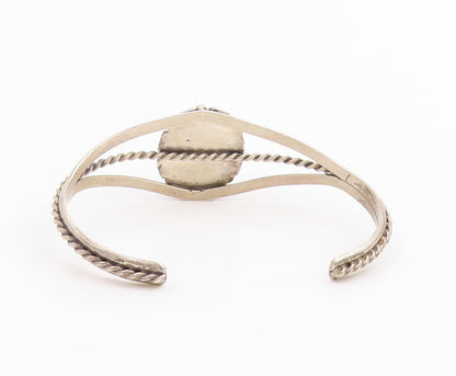 925 Sterling Silver Vintage Bracelet Lapis Lazuli Twisted Wire Cuff  BT11844