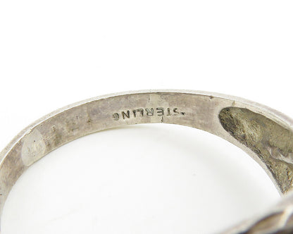 925 Sterling Silver  Vintage Diamond Cut Bypass Dome Band Ring Sz 10.5 RG18469