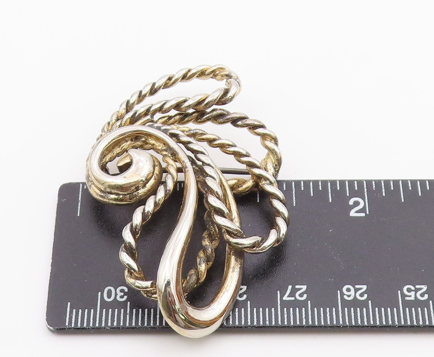 NAPIER 925 Sterling Silver  Vintage Shiny Rope Twist Swirl Brooch Pin  BP5511
