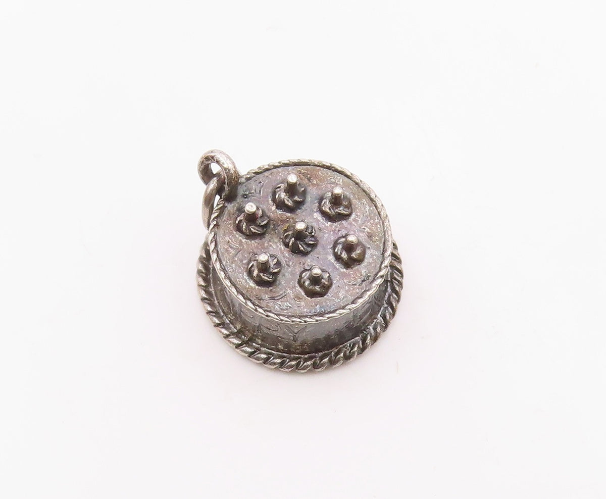 DANECRAFT 925 Sterling Silver  Vintage Happy Birthday Cake Pendant  PT18862