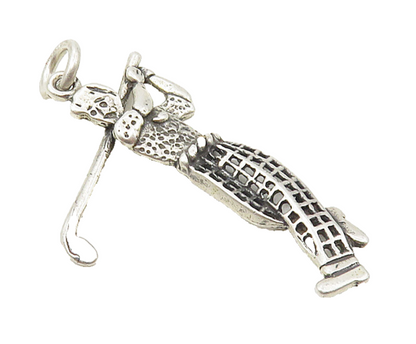 925 Sterling Silver  Vintage Cutout Detail Golf Player Sports Pendant  PT7058