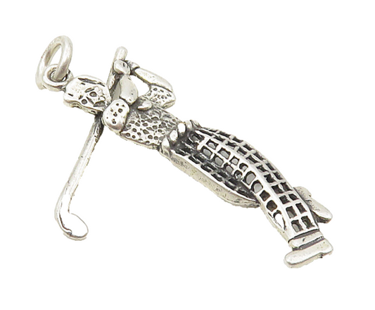 925 Sterling Silver  Vintage Cutout Detail Golf Player Sports Pendant  PT7058
