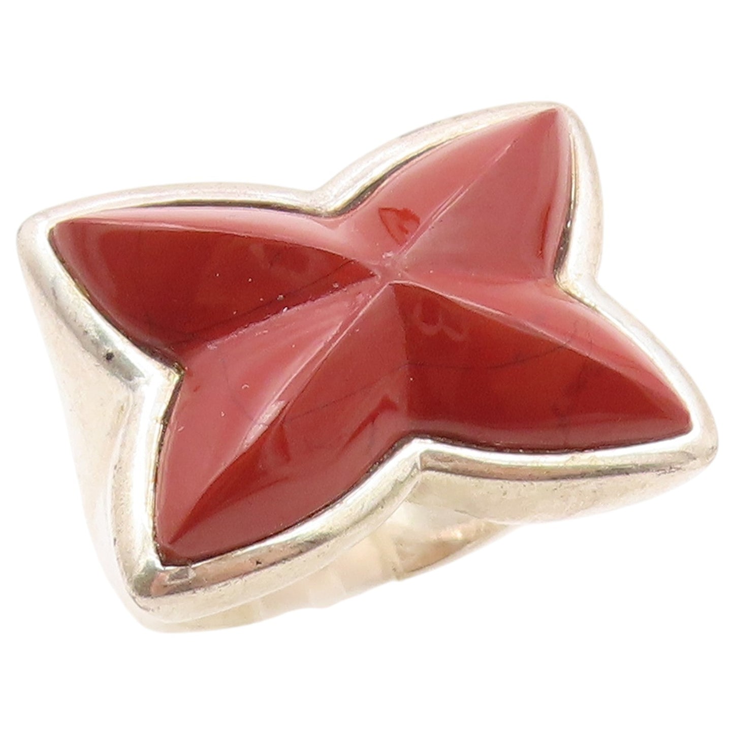 925 Sterling Silver Vintage Ring WHITNEY KELLY Red Jasper Star  Sz 6  RG36605