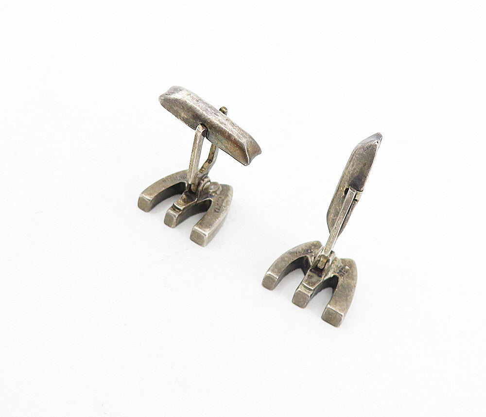 TAXCO 925 Sterling Silver  Vintage Dark Tone W or M Initial Cuff Links  TR1334