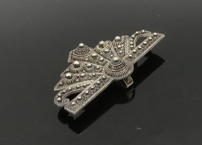 925 Sterling Silver  Vintage Dark Tone Ornate Twist Detail Clip  TR3120