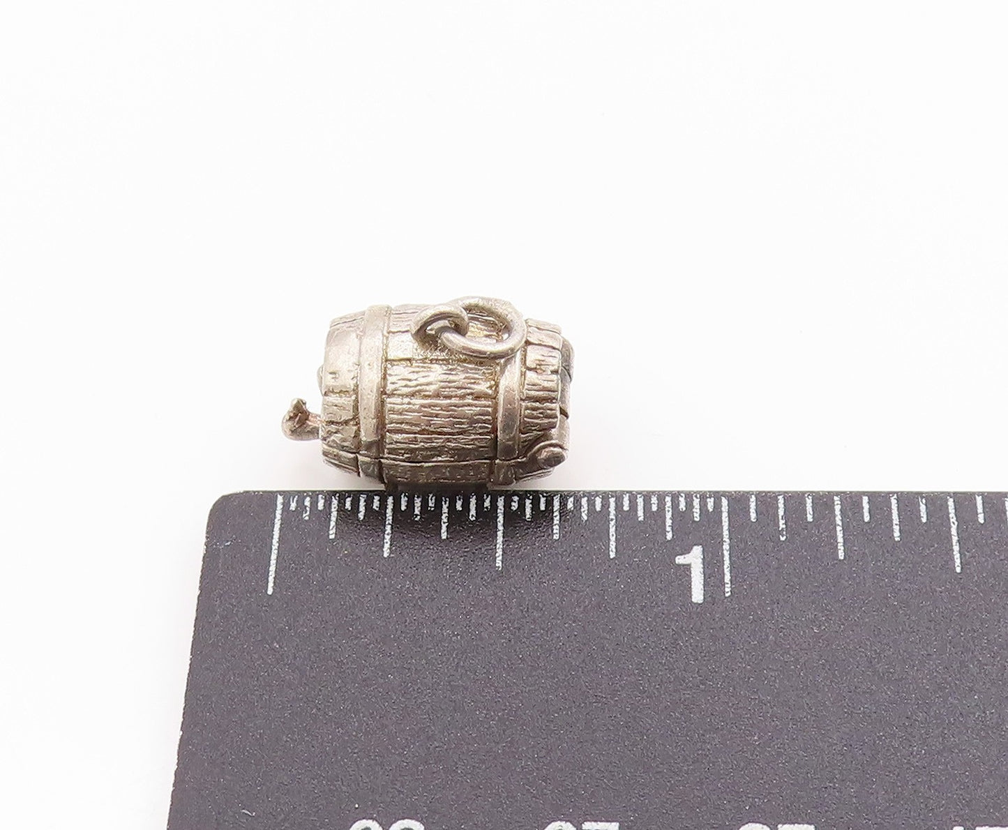 925 Sterling Silver Vintage Pendant 3D Etched Barrel Design Charm OPENS  PT24880