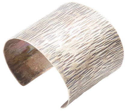 925 Sterling Silver Vintage Bracelet Designer Broad Etched Trunk Cuff  BT10307