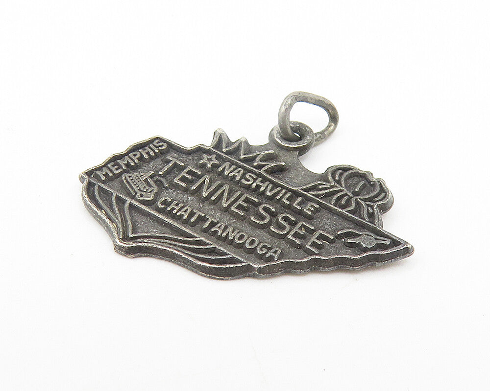 925 Sterling Silver  Vintage Petite Dark Tone Tennessee Map Pendant  PT9053