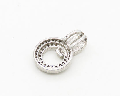 925 Sterling Silver  Vintage Shiny Topaz Open Circle Petite Pendant  PT14621