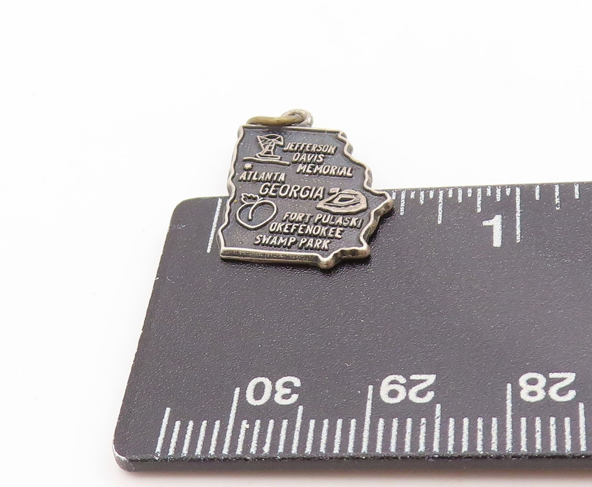 925 Sterling Silver Vintage Pendant Atlanta Georgia State Map Charm  PT25124