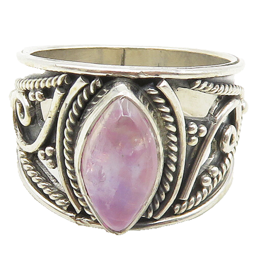 925 Sterling Silver  Vintage Marquise Cut Quartz Swirl Band Ring Sz 6  RG17355