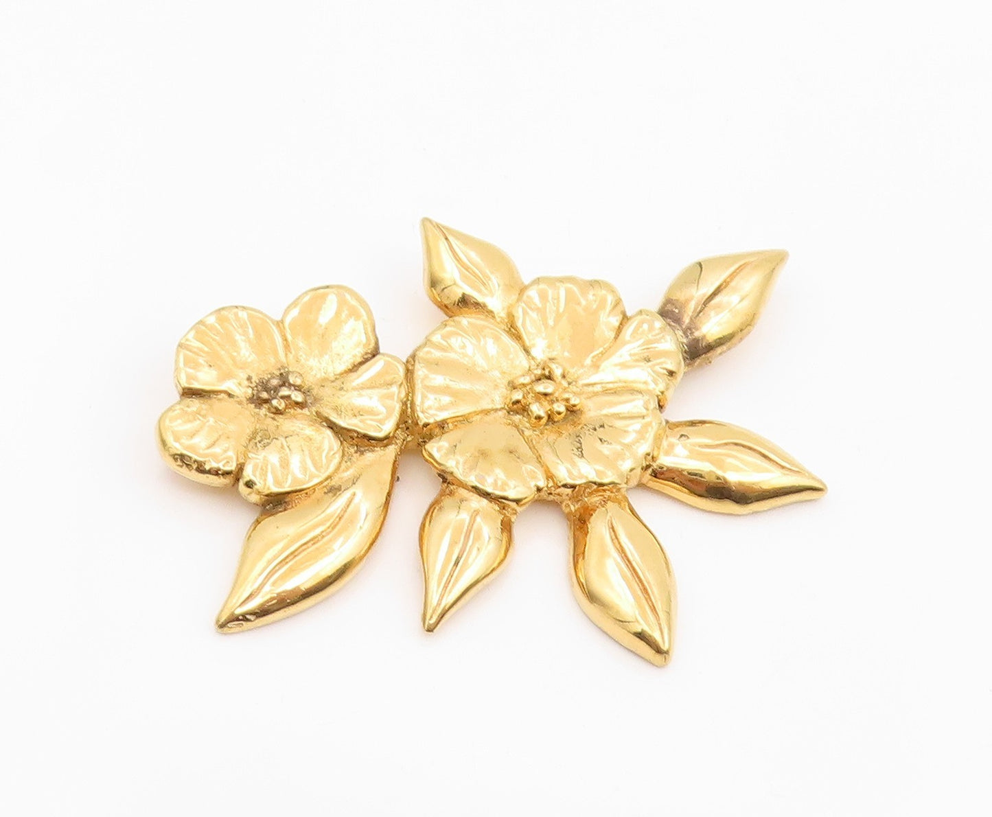 925 Sterling Silver Vintage Brooch Gold Plated HAND & HAMMER Floral Pin  BP12354