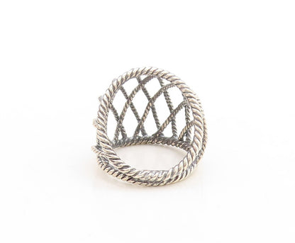 925 Sterling Silver Vintage Ring Dark Tone Twisted Rope Box Design Sz 7  RG31247