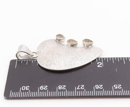 925 Sterling Silver Vintage Pendant Pear Cut Citrine Modern Love Heart  PT25720