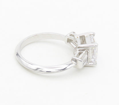 925 Sterling Silver  Sparkling Cubic Zirconia Smooth Band Ring Sz 8  RG16491