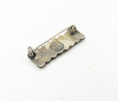 ED MEXICO 925 Sterling Silver  Vintage Dark Tone Wire Twist Brooch Pin  BP3401