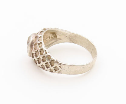 925 Sterling Silver Vintage Ring Quartz Honeycomb Textured Band  Sz 12  RG36930