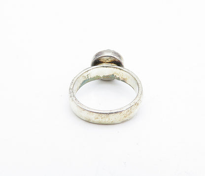 925 Sterling Silver  Vintage Druzy Stone Dark Tone Solitaire Ring Sz 5  RG5655