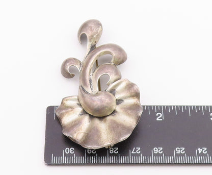 MONET 925 Silver  Vintage Carved Swirls & Fluted Abstract Brooch Pin  BP9600