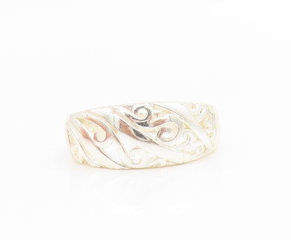 925 Sterling Silver Vintage Ring Modernist Open Scrollwork Dome  Sz 8  RG34563