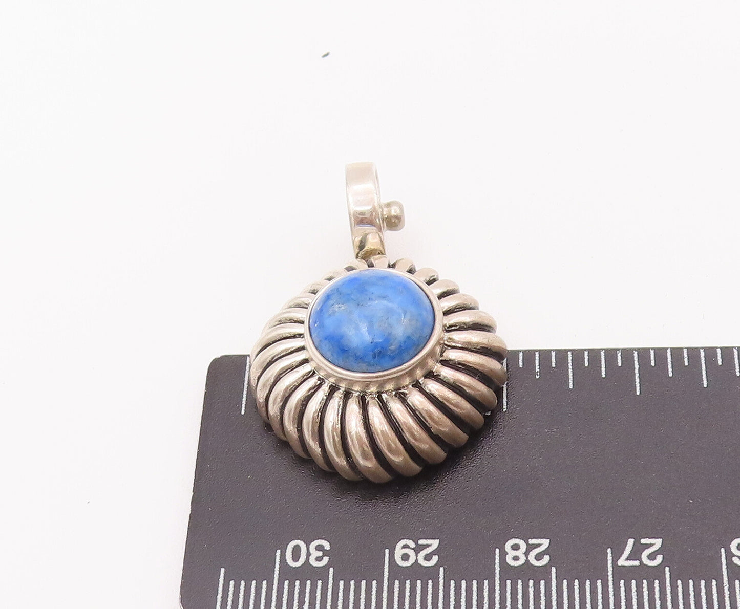 925 Sterling Silver Vintage Pendant ESPO SIG Turquoise Etched Thick Rope PT22790