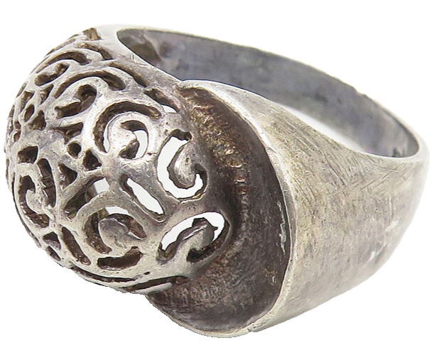 925 Sterling Silver  Vintage Swirl Pattern Dark Tone Band Ring Sz 5  RG10928