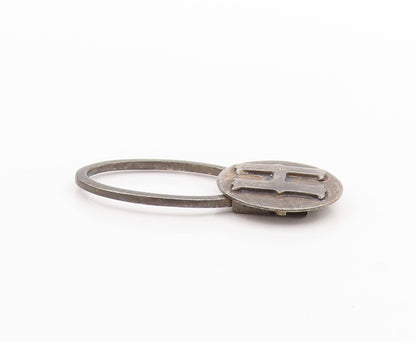 925 Sterling Silver Vintage Key Chain MEXICO Dark Tone H Monogram Ring  TR3950