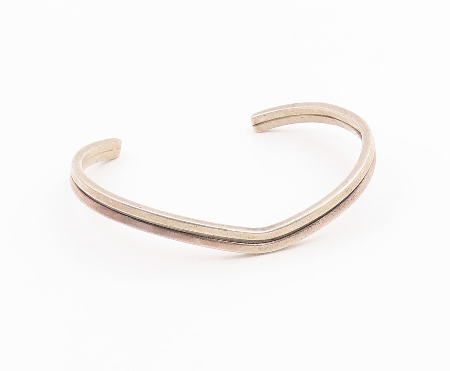 LAZZARI 925 Sterling Silver  Vintage Shiny Pointed Cuff Bracelet  BT9054