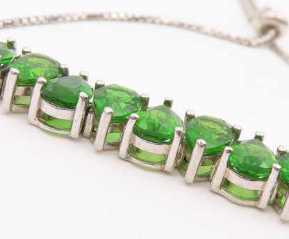925 Sterling Silver  Shiny Tear Drop Green Topaz Chain Bracelet  BT5910