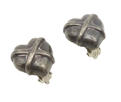 BARRA 925 Sterling Silver  Vintage Love Heart Non Pierce Earrings  EG9419