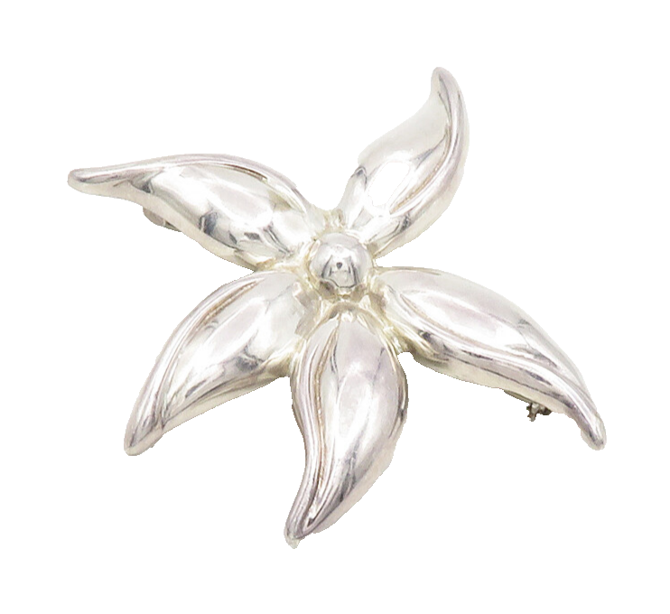 925 Sterling Silver  Vintage Shiny Smooth Single Flower Brooch Pin  BP4590