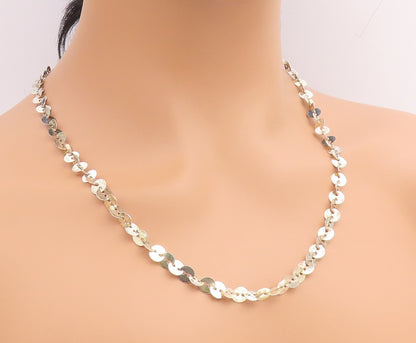 925 Sterling Silver Vintage Necklace MILOR Classic Disc Statement Chain  NE4894